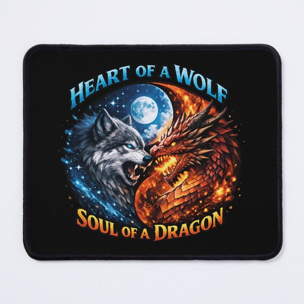 Item preview, Wolf and Dragon Yin Yang – Heart of a Wolf Soul of a Dragon designed and sold by SidTastic .