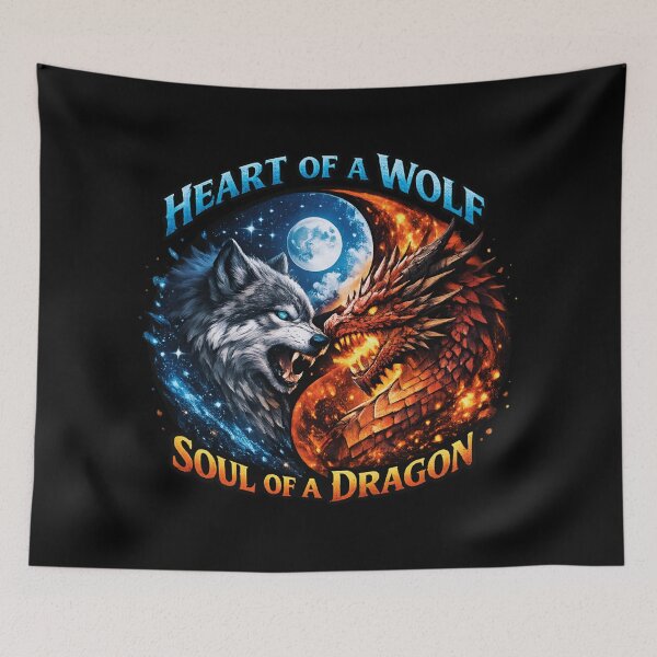 Item preview, Wolf and Dragon Yin Yang – Heart of a Wolf Soul of a Dragon designed and sold by SidTastic .