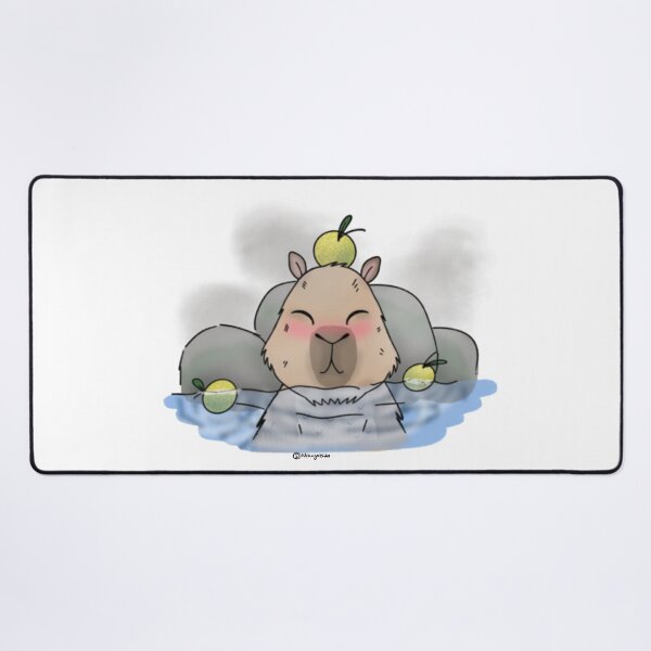 Item preview, Capybara Bath Onsen Yuzu Illustration Kawaii Zen designed and sold by Nekogobido.