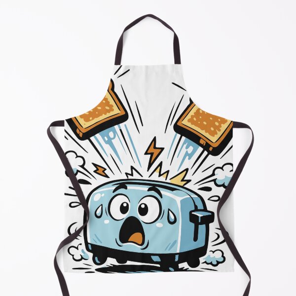 Item preview, A toaster character overwhelmed by its own toast explosion. The exaggerated motion and expression create chaotic cartoon humor. designed and sold by Dejbar.