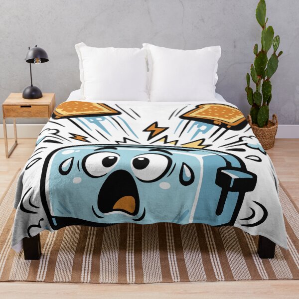 Item preview, A toaster character overwhelmed by its own toast explosion. The exaggerated motion and expression create chaotic cartoon humor. designed and sold by Dejbar.