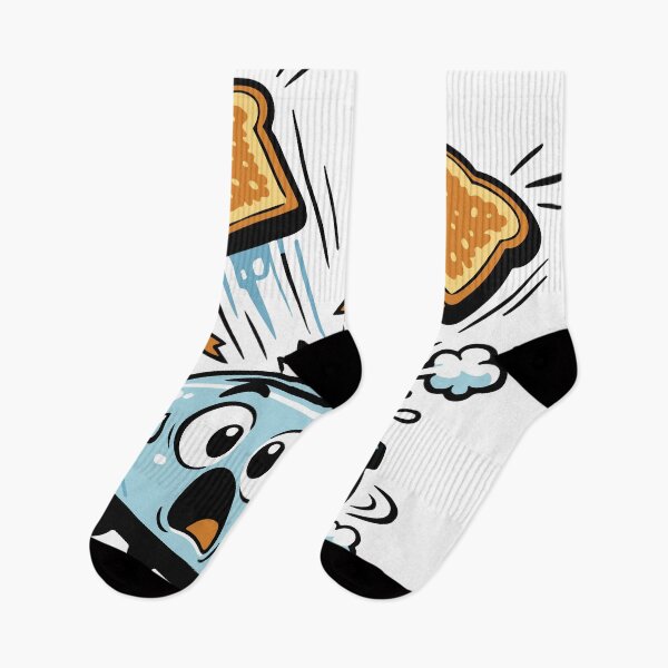 Item preview, A toaster character overwhelmed by its own toast explosion. The exaggerated motion and expression create chaotic cartoon humor. designed and sold by Dejbar.