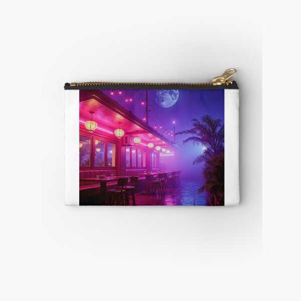 Item preview, Cyberpunk Cafe Print: Retro Neon Diner, Sci-Fi Wall Art designed and sold by Synthwave Solaris.