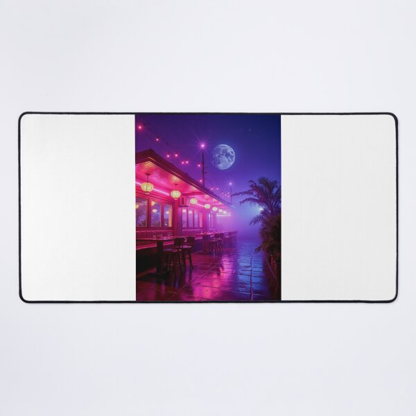 Item preview, Cyberpunk Cafe Print: Retro Neon Diner, Sci-Fi Wall Art designed and sold by Synthwave Solaris.