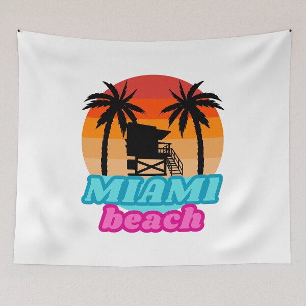 Item preview, Vintage Miami beach Palm trees and lifeguard tower designed and sold by mizam.
