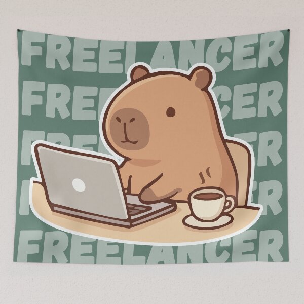 Item preview, Freelancer Capybara Working From Home – Remote Work Life Art designed and sold by Nubesss.