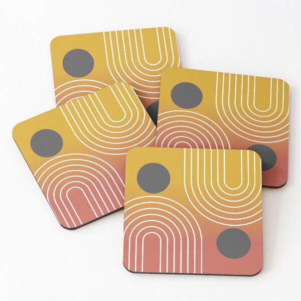 Item preview, Mid-Century Modern Geometric Rainbow and Sun Abstract - Mustard Vinyl Gradient designed and sold by nineFlorals.