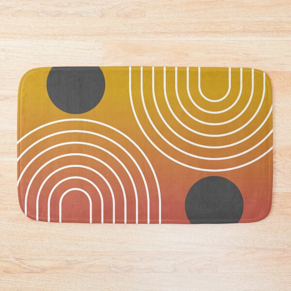 Item preview, Mid-Century Modern Geometric Rainbow and Sun Abstract - Mustard Vinyl Gradient designed and sold by nineFlorals.