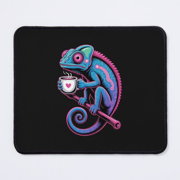 Item preview, a cyberpunk chameleon holding a coffee mug designed and sold by 123ks.