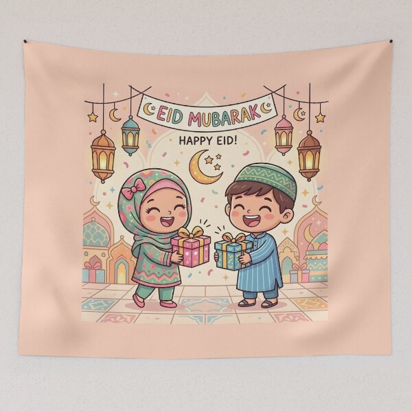 Item preview, Eid Gifts Exchange - Adorable Muslim Kids Sharing Presents designed and sold by WowDezign.