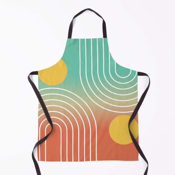 Artikelvorschau, Geometrisches Regenbogen- und Sonnenmotiv im Stil der Mid-Century-Moderne – Farbverlauf in Mint und Koralle entworfen und verkauft von nineFlorals.