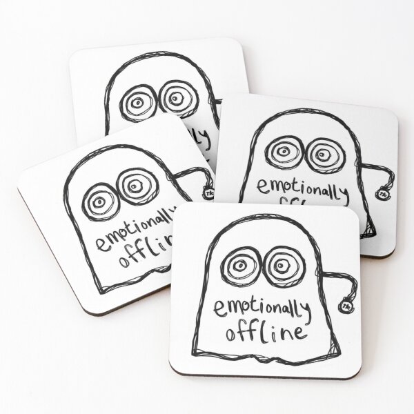 Item preview, Emotionally Offline Ghost – Funny Introvert Burnout Doodle designed and sold by Low Battery Society.