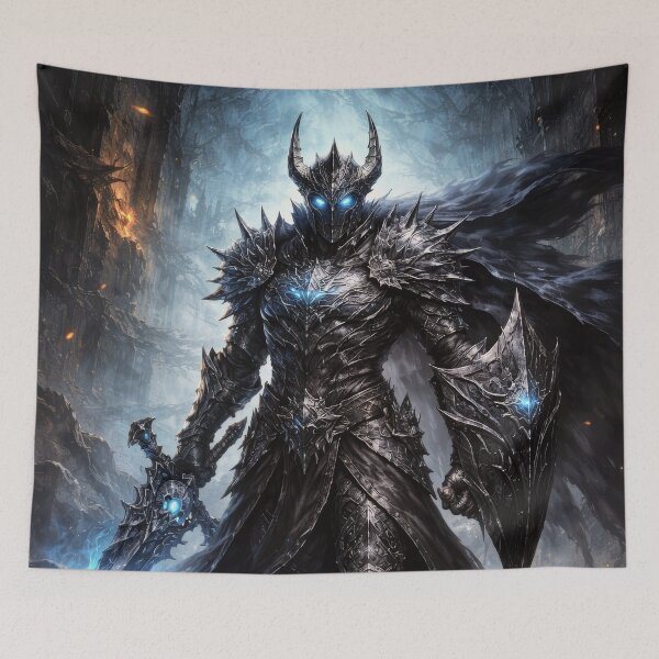 Item preview, Epic Dark Fantasy Knight with Blue Magic Armor – Gothic Warrior Fantasy Artwork designed and sold by DrakariArt.