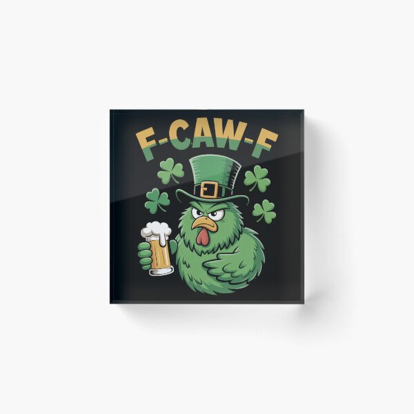 Item preview, F-Caw-F Grumpy Green Chicken Leprechaun Gold Green Letters St. Patrick's Day Funny Tee designed and sold by DarylWelsh2024.
