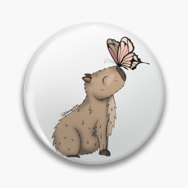 Item preview, Capybara Kissing Butterfly Kawaii Japanese Illustration designed and sold by Nekogobido.