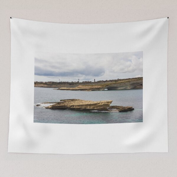Item preview, Coastal Rock Formation With Sea Arch and Calm Blue Water Under Cloudy Sky designed and sold by Nmallia.