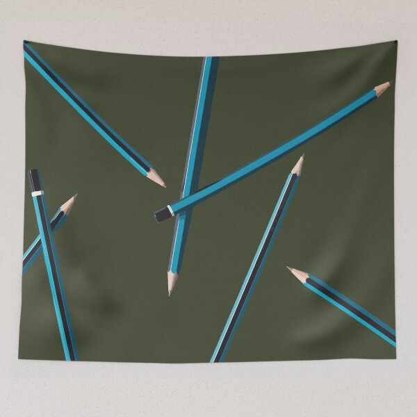 Item preview, Blue Pencils on Dark Green Background designed and sold by Arturo Daniel Garcia Palomo.