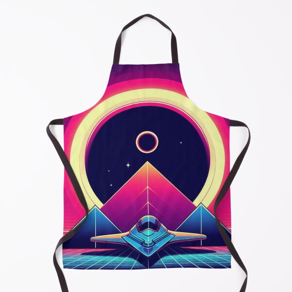 Item preview, “Neon Eclipse & Pyramid Launch – Retro Sci-Fi Voyage” designed and sold by Dogandesighn.