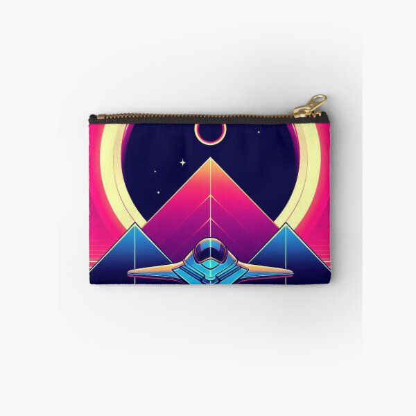 Item preview, “Neon Eclipse & Pyramid Launch – Retro Sci-Fi Voyage” designed and sold by Dogandesighn.