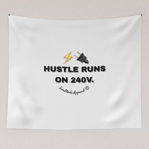 Item preview, Hustle Runs on 240V Electrician T-Shirt – Funny High Voltage Electrician Shirt for Linemen, Sparky Workwear Gift designed and sold by IronMade Apparel.