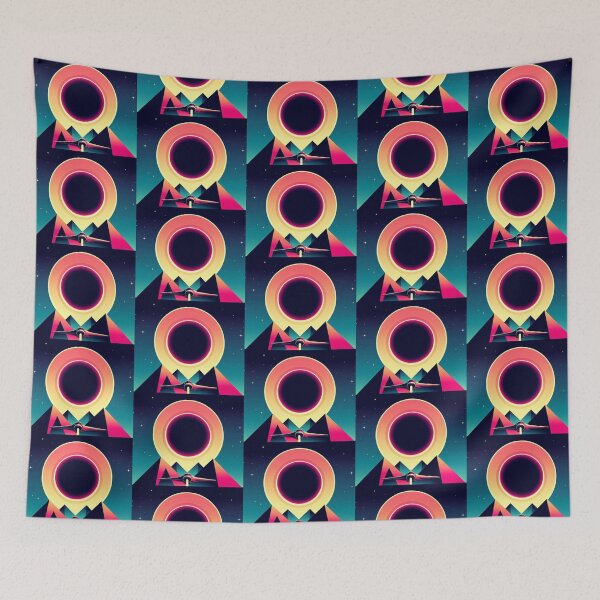 Item preview, “Cosmic Ascent – Neon Eclipse & Pyramid Flight” designed and sold by Dogandesighn.