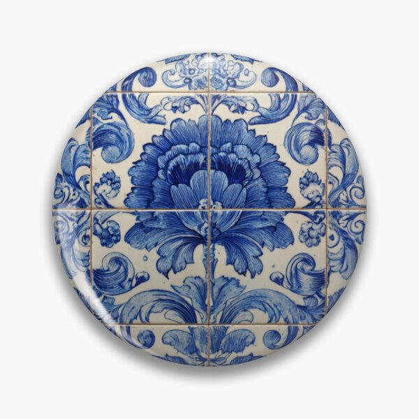 Item preview, Antique Classic Lisbbon Azulejo Porcelain Floral Bouquet Pattern designed and sold by GrinGalore.