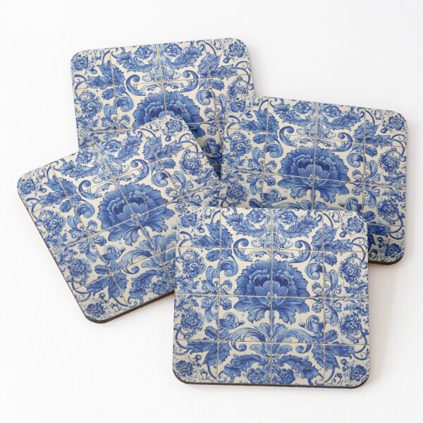 Item preview, Antique Classic Lisbbon Azulejo Porcelain Floral Bouquet Pattern designed and sold by GrinGalore.