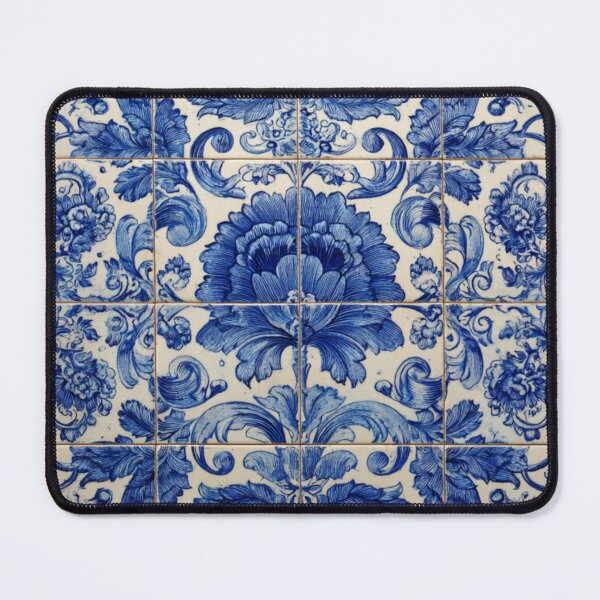 Item preview, Antique Classic Lisbbon Azulejo Porcelain Floral Bouquet Pattern designed and sold by GrinGalore.