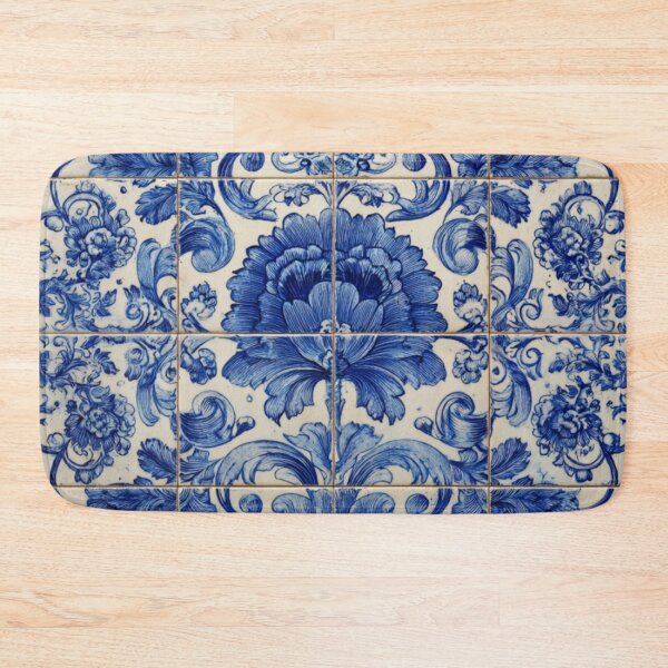 Item preview, Antique Classic Lisbbon Azulejo Porcelain Floral Bouquet Pattern designed and sold by GrinGalore.