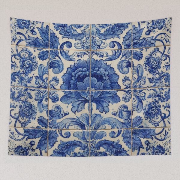 Item preview, Antique Classic Lisbbon Azulejo Porcelain Floral Bouquet Pattern designed and sold by GrinGalore.