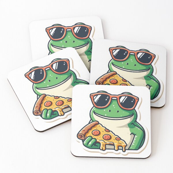 Item preview, Cool Frog With Sunglasses Holding Pizza designed and sold by Atlas London.