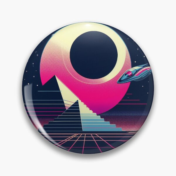 Item preview, “Neon Eclipse & Pyramid Portal – Retro Sci-Fi Voyage” designed and sold by Dogandesighn.