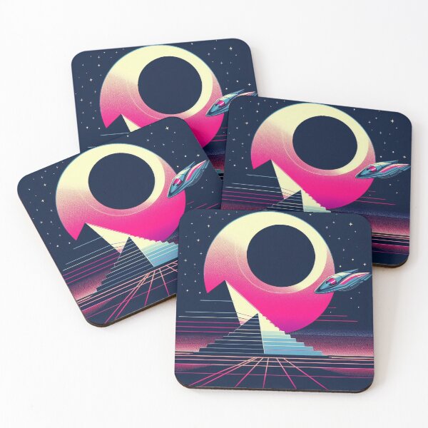 Item preview, “Neon Eclipse & Pyramid Portal – Retro Sci-Fi Voyage” designed and sold by Dogandesighn.