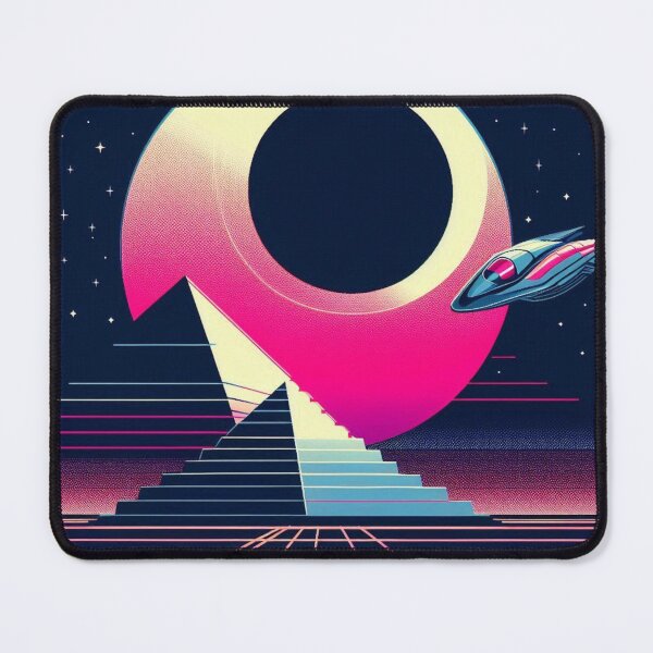 Item preview, “Neon Eclipse & Pyramid Portal – Retro Sci-Fi Voyage” designed and sold by Dogandesighn.