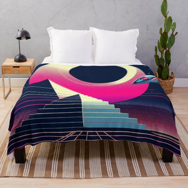 Item preview, “Neon Eclipse & Pyramid Portal – Retro Sci-Fi Voyage” designed and sold by Dogandesighn.