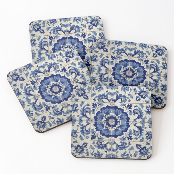 Item preview, Antique Classic Lisbbon Azulejo Porcelain Flowers Bouquet Pattern designed and sold by GrinGalore.