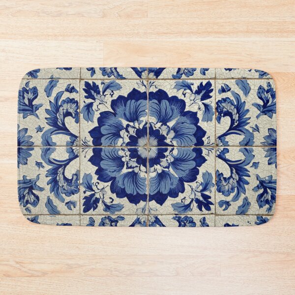 Item preview, Antique Classic Lisbbon Azulejo Porcelain Flowers Bouquet Pattern designed and sold by GrinGalore.