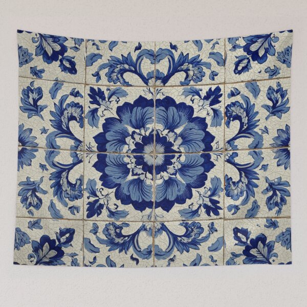 Item preview, Antique Classic Lisbbon Azulejo Porcelain Flowers Bouquet Pattern designed and sold by GrinGalore.