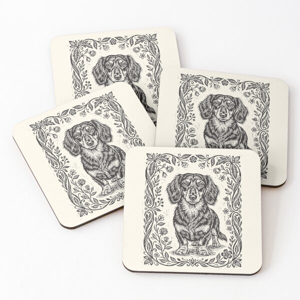 Item preview, Floral Dachshund Puppy Lino Style Doxie Lover designed and sold by Y-Vibes.