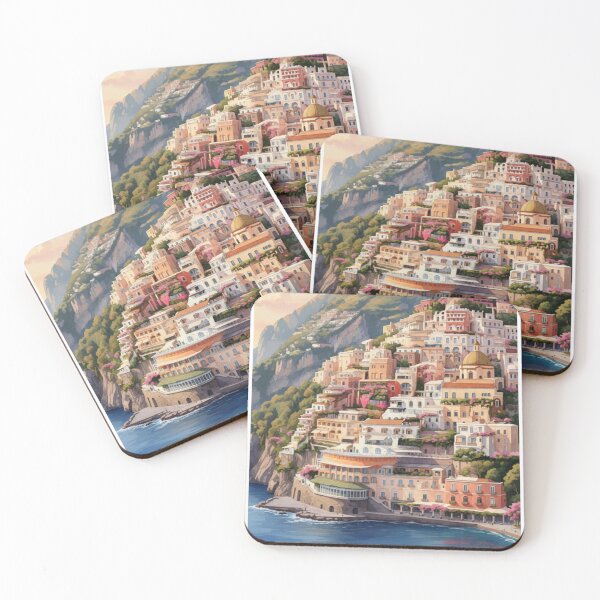 Item preview, Pastel sunset in Positano – Italian coast illustration designed and sold by HeyHas.