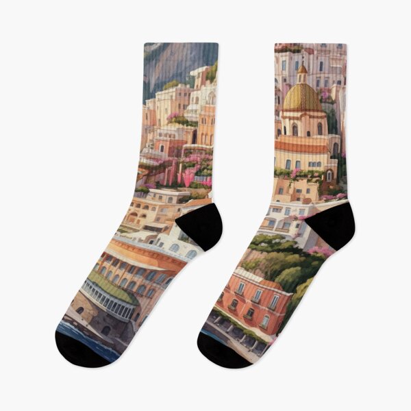 Item preview, Pastel sunset in Positano – Italian coast illustration designed and sold by HeyHas.