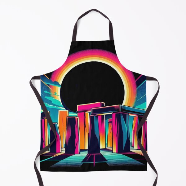 Item preview, “Neon Eclipse at Stonehenge – Retro Futuristic Portal” designed and sold by Dogandesighn.