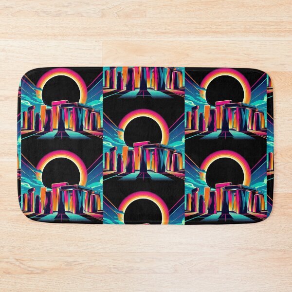 Item preview, “Neon Eclipse at Stonehenge – Retro Futuristic Portal” designed and sold by Dogandesighn.