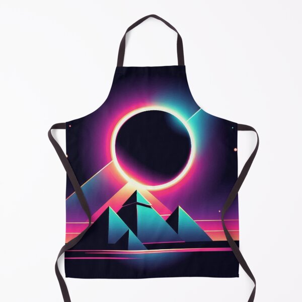 Item preview, “Neon Eclipse Over Pyramids – Sci-Fi Sacred Geometry” designed and sold by Dogandesighn.