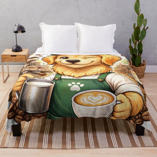 Item preview, Barista dog, Golden Retriever with coffee latte art designed and sold by TunikaSVEN93.