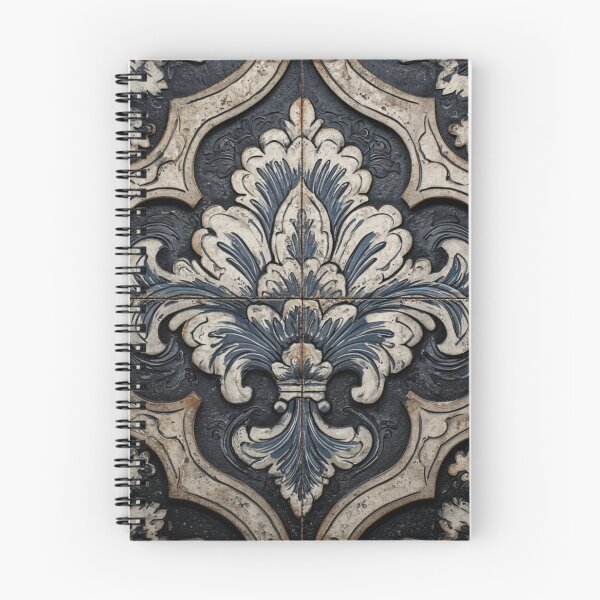Item preview, Vintage Portuguese Azulejo Black Ornate Tile Pattern designed and sold by GrinGalore.