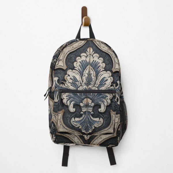 Item preview, Vintage Portuguese Azulejo Black Ornate Tile Pattern designed and sold by GrinGalore.