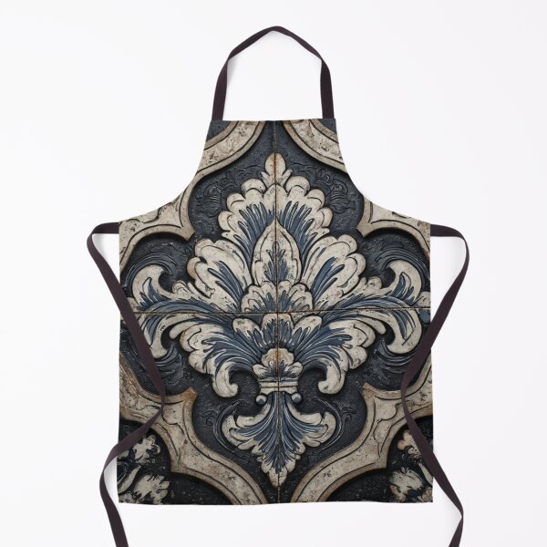 Item preview, Vintage Portuguese Azulejo Black Ornate Tile Pattern designed and sold by GrinGalore.