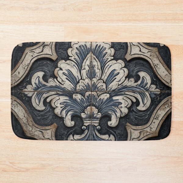 Item preview, Vintage Portuguese Azulejo Black Ornate Tile Pattern designed and sold by GrinGalore.