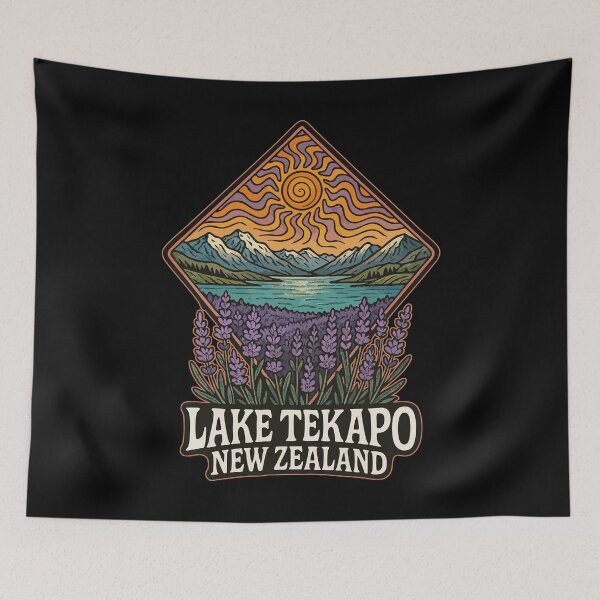 Item preview, Lake Tekapo New Zealand Travel Trippy Vintage designed and sold by TomFrontierArt.